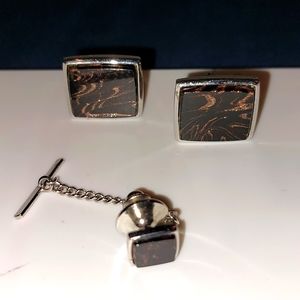 NADENE vintage cufflinks and tie pin set